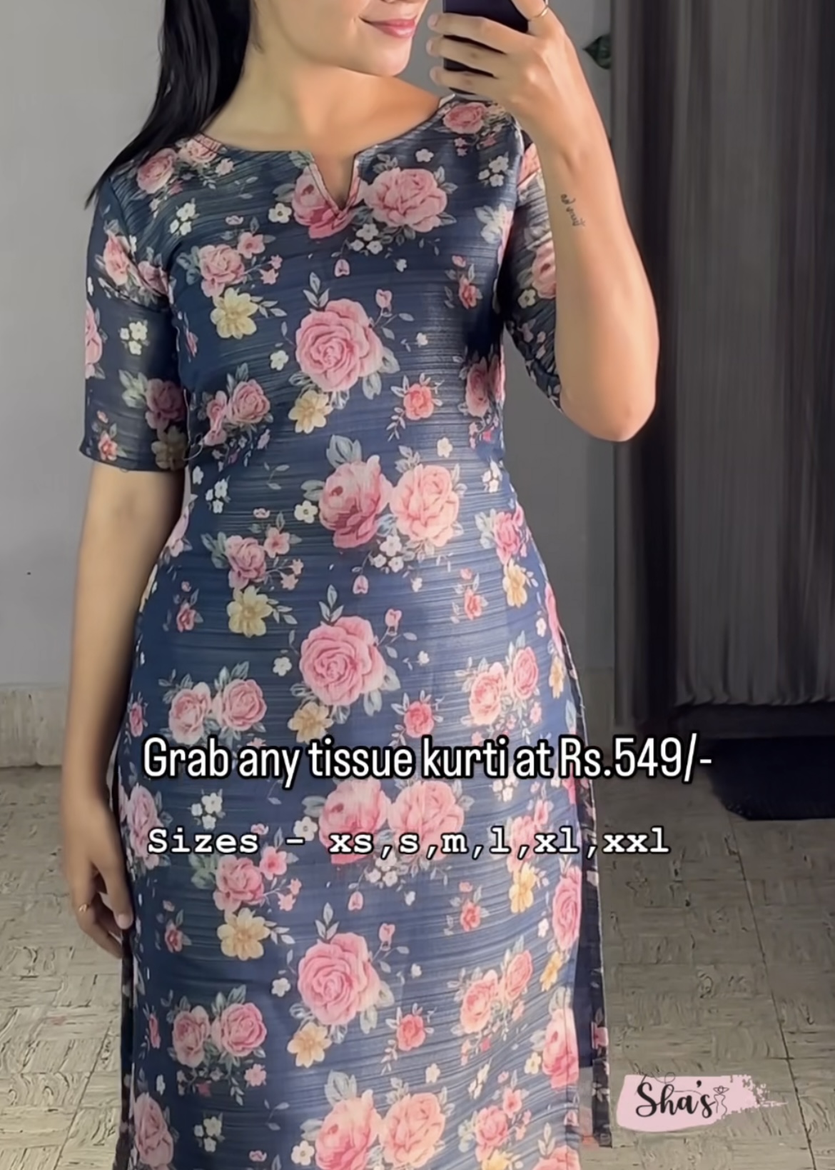 Floral Tissue Kurti