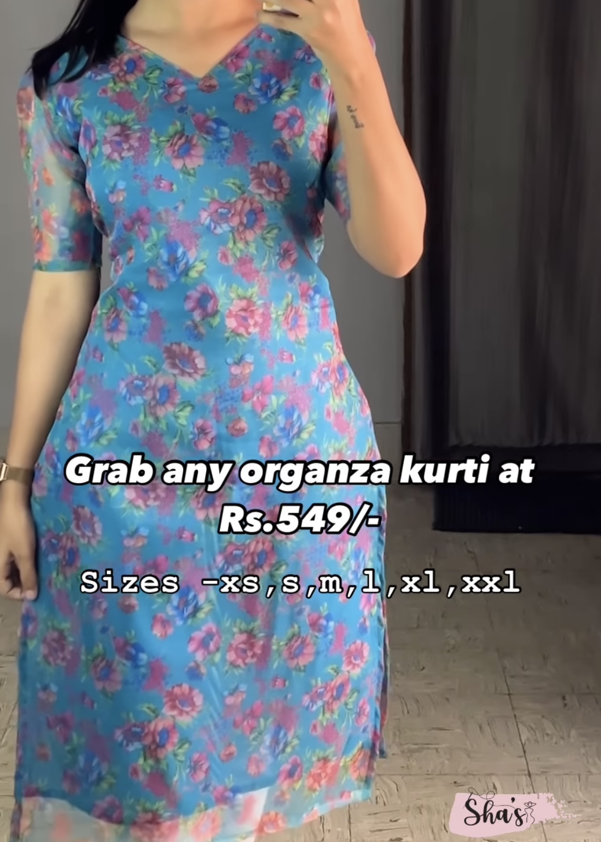 Organza kurti – Dark blue