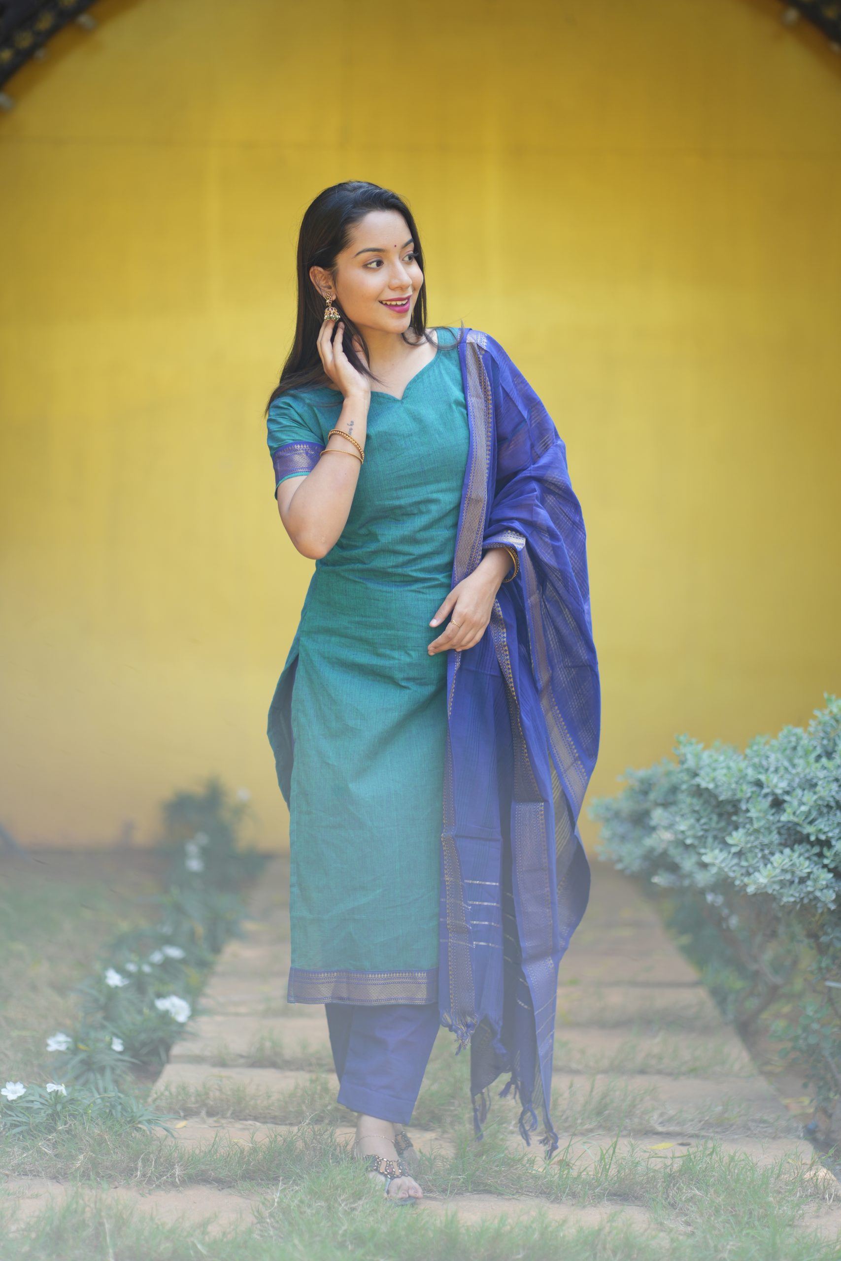 Mangalgiri suits – Ramar blue & dark blue