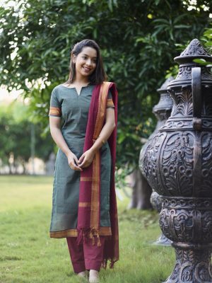 Mangalgiri Suits - Green & Maroon