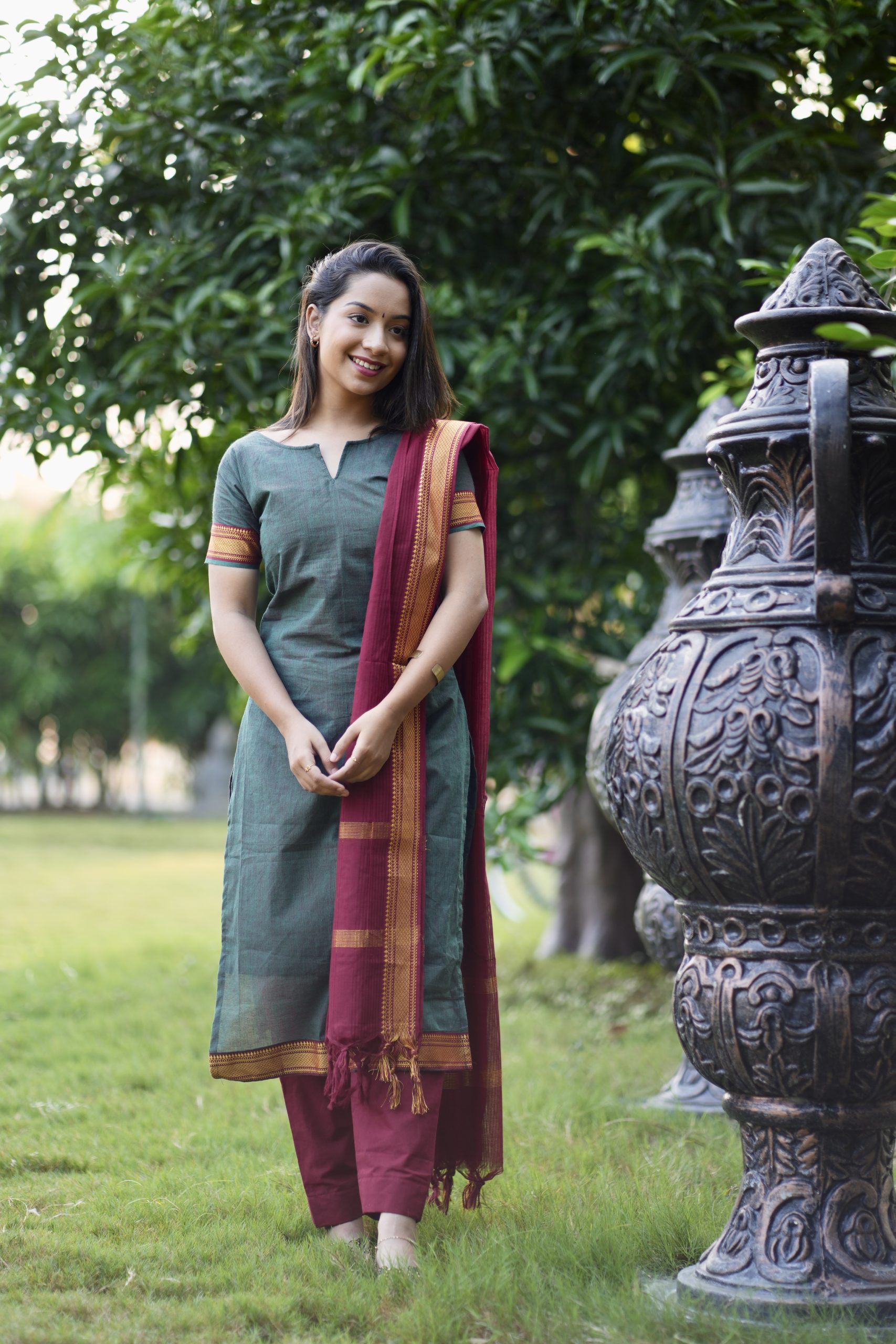 Mangalgiri Suits – Green & Maroon