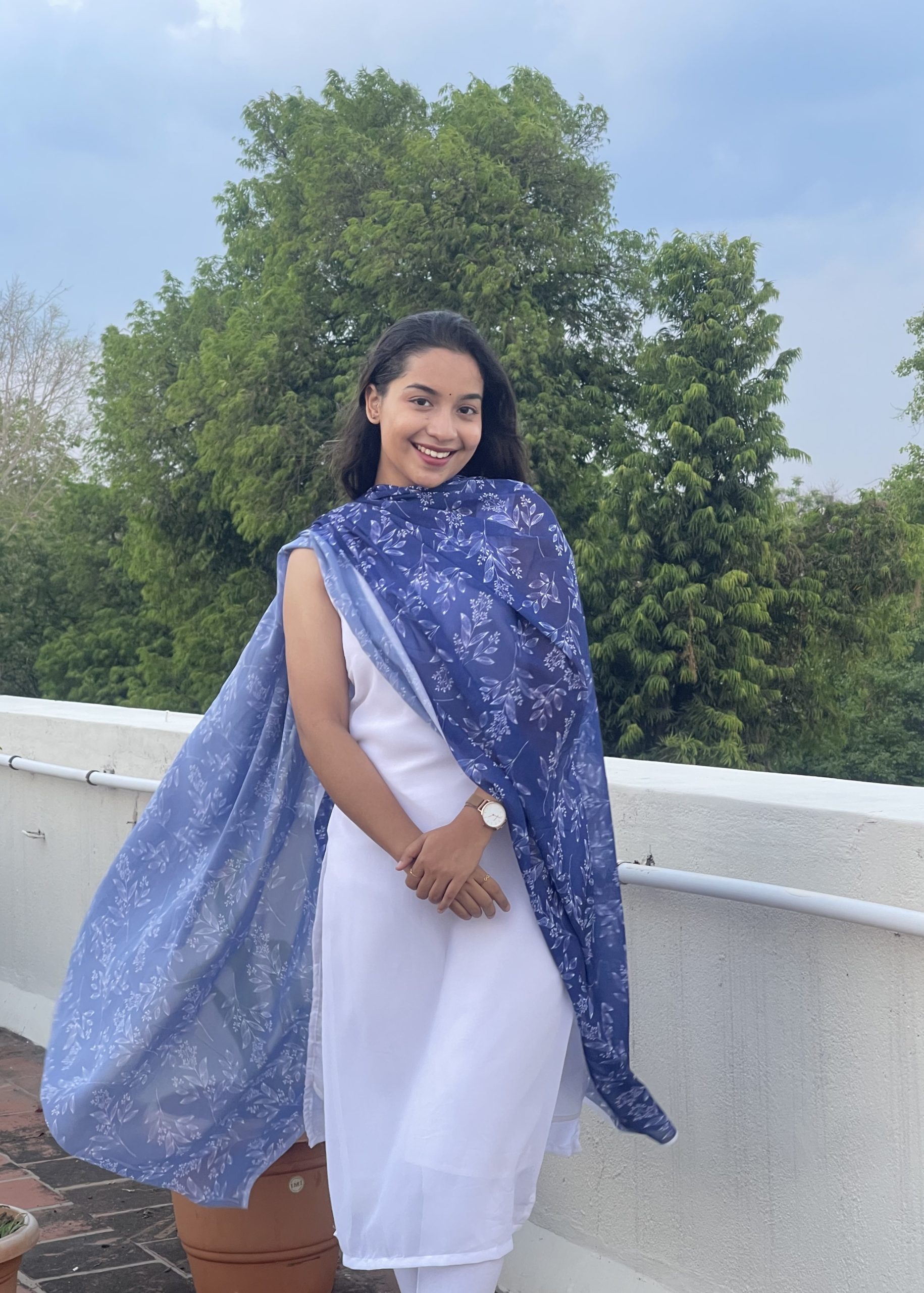 Premium Kurti Sets – White & Blue