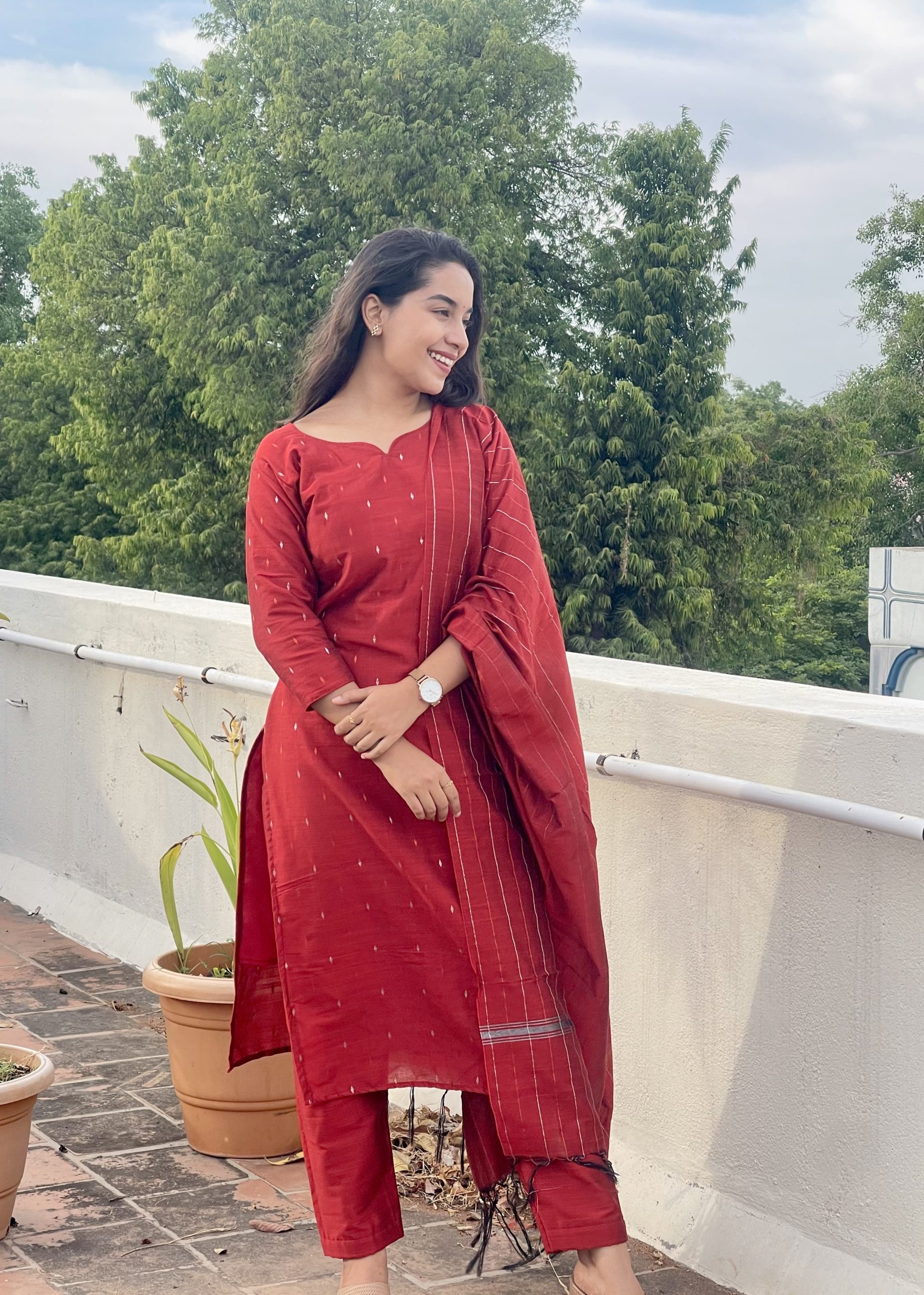 Silk Cotton Suits – Red