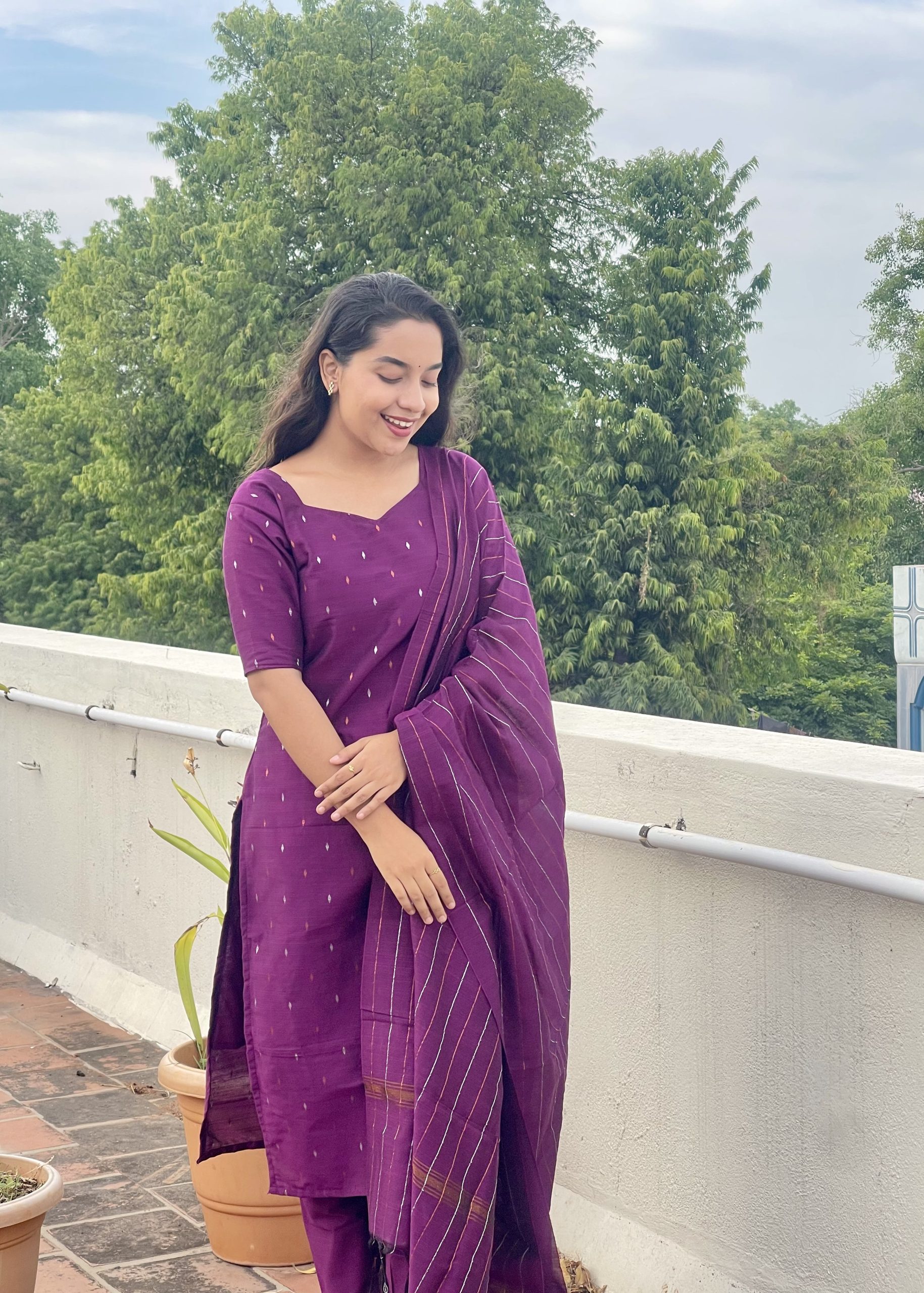 Cotton Kurti Suits – Purple