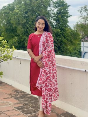 Premium Kurti Sets - (red)