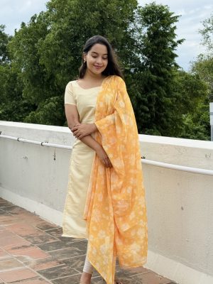 Premium Kurti Sets- (Sandal With Yellow)