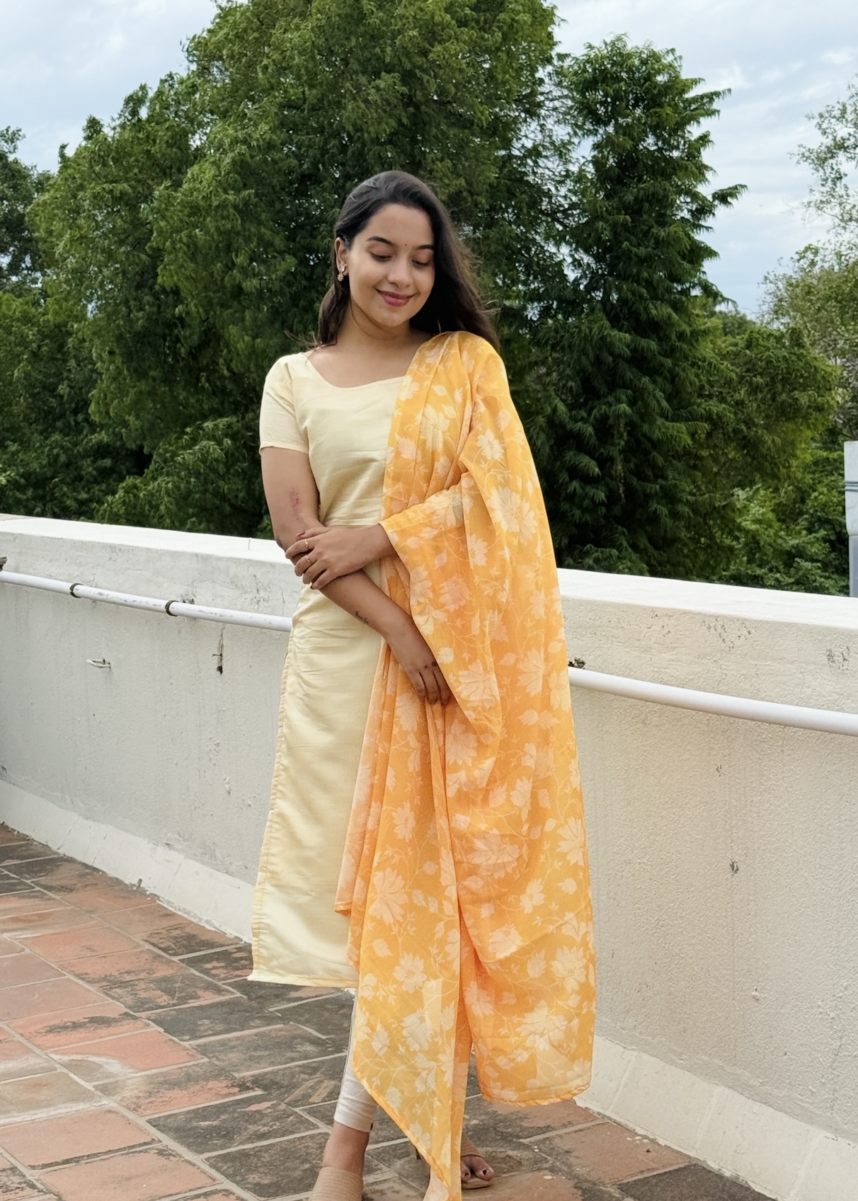 Premium Kurti Sets- (Sandal With Yellow)