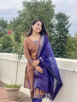 Rust Brown+ Blue (Mangalgiri Kurti Sets)