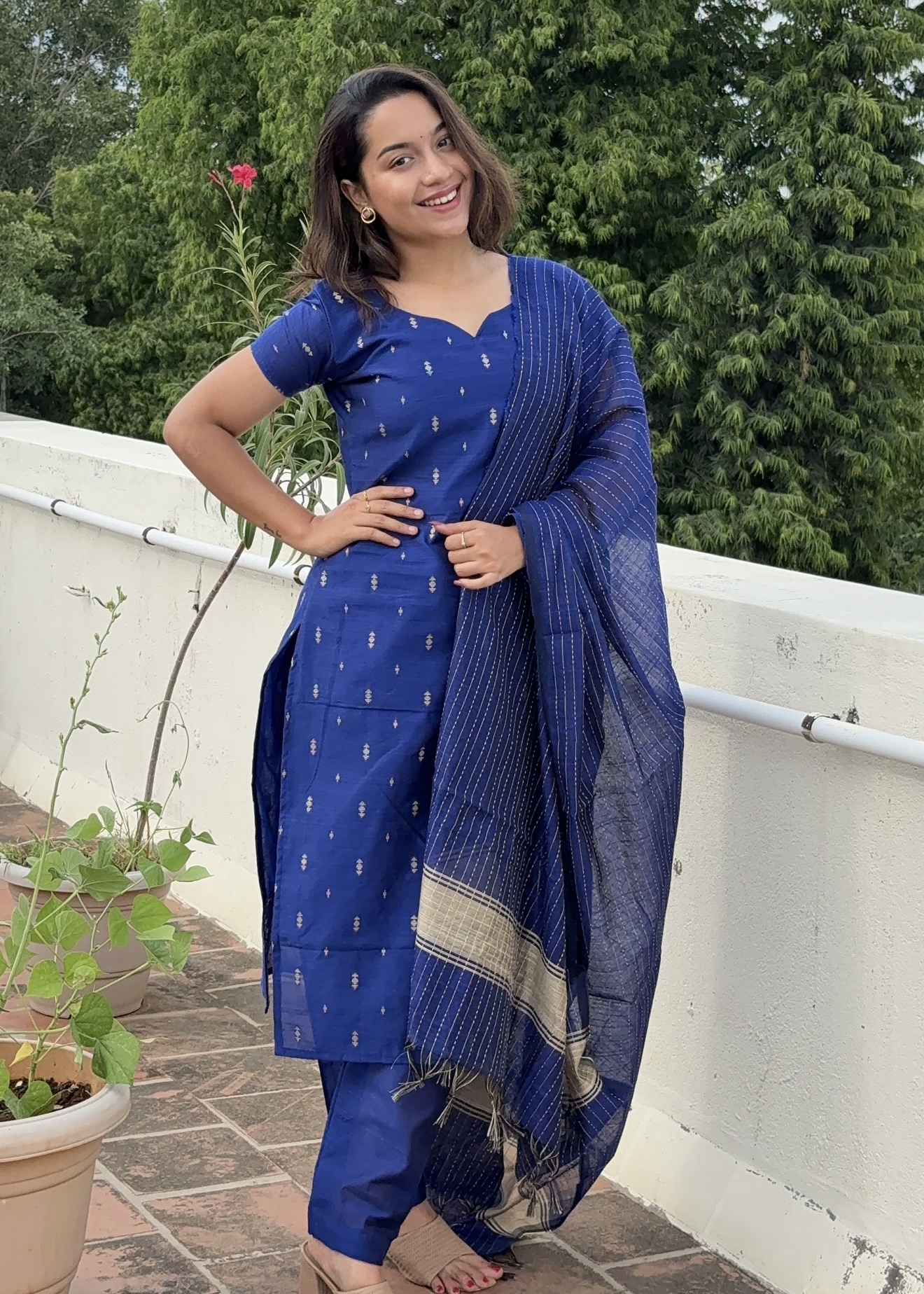 Silk Cotton Kurti Sets ( Royal Blue )