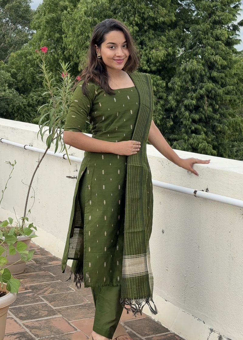 Silk Cotton Kurtis ( Green )