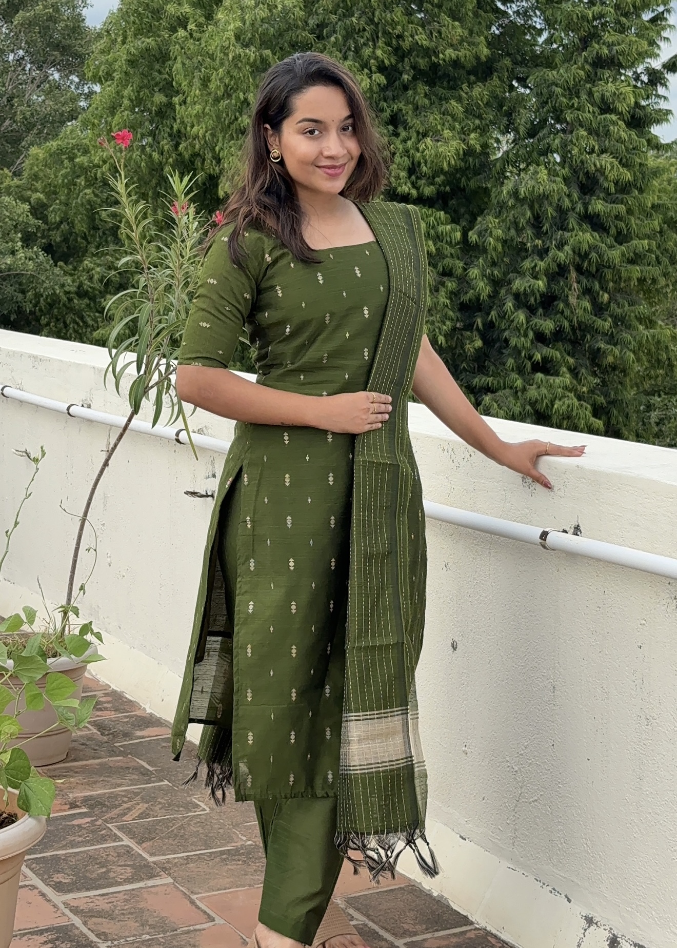 Silk Cotton Kurtis ( Green )