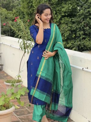 RAW SILK BUTTA SUITS ( BLUE& GREEN)