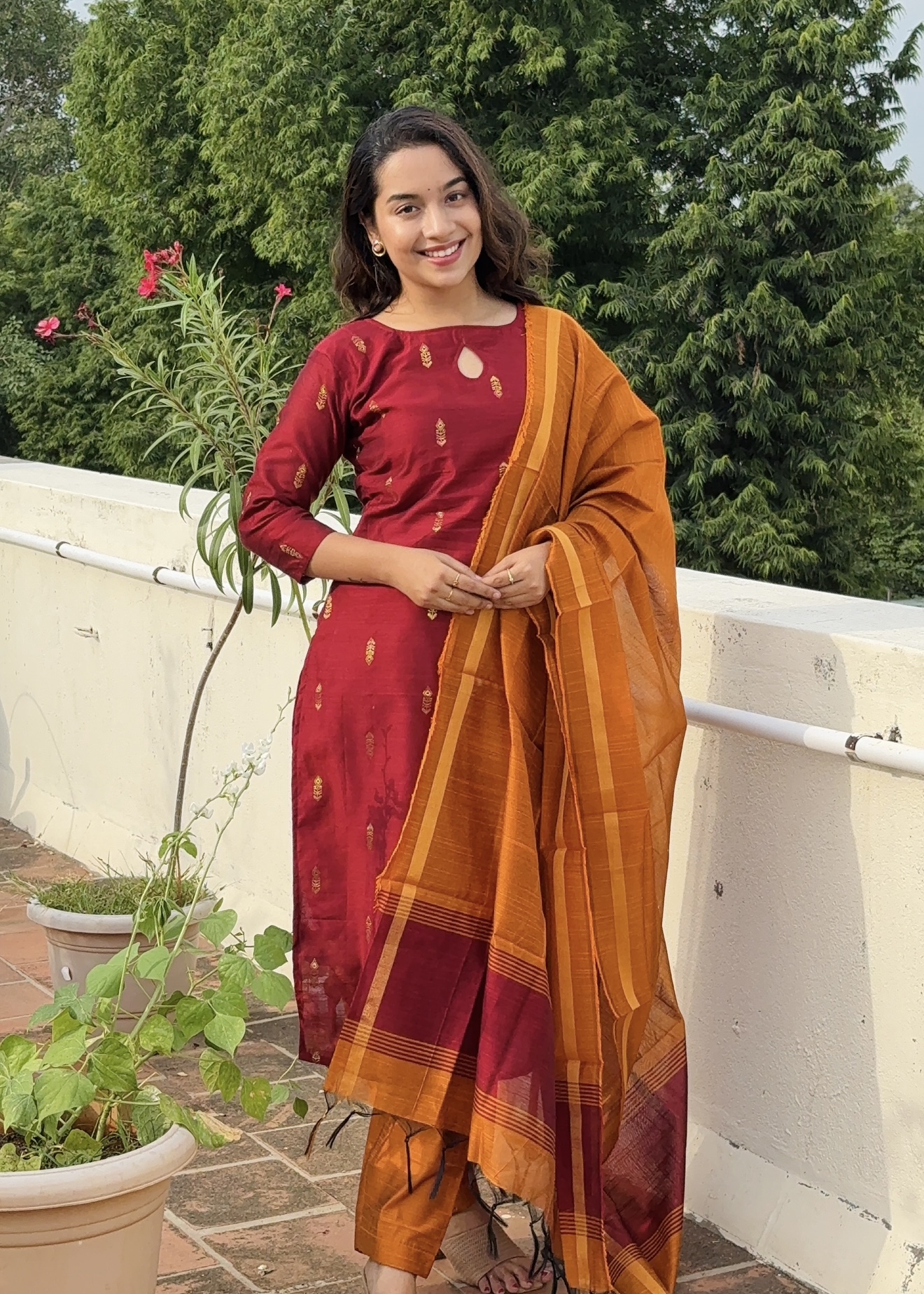 RAW SILK BUTTA SUITS ( ORANGE & RED )