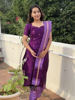 RAW SILK BUTTA SUITS ( VIOLET & LAVENDER)