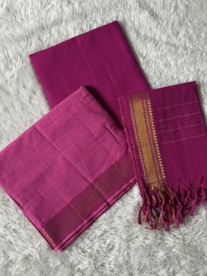 Mangalgiri Cotton (Unstitched)- Light Pink & Dark Pink