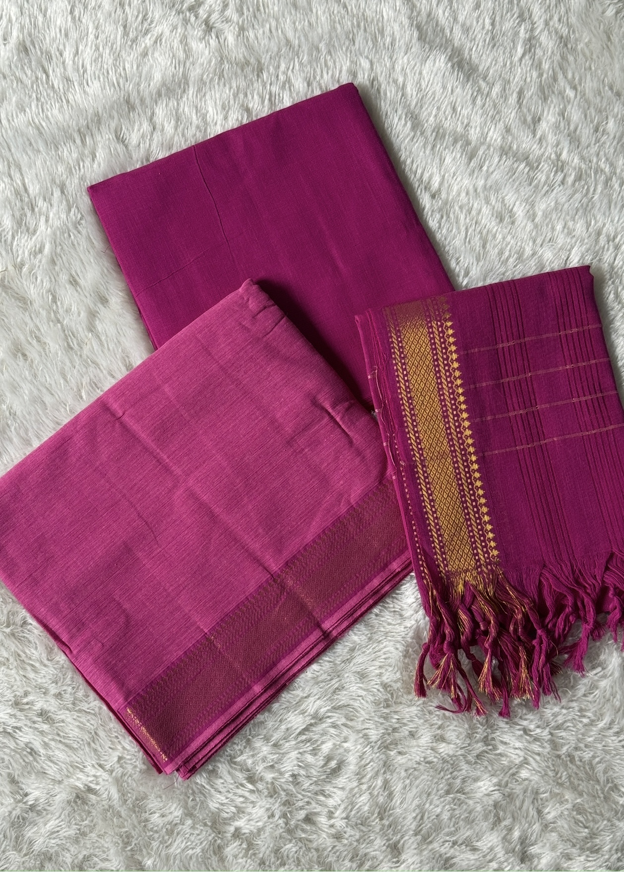 Mangalgiri Cotton (Unstitched)- Light Pink & Dark Pink
