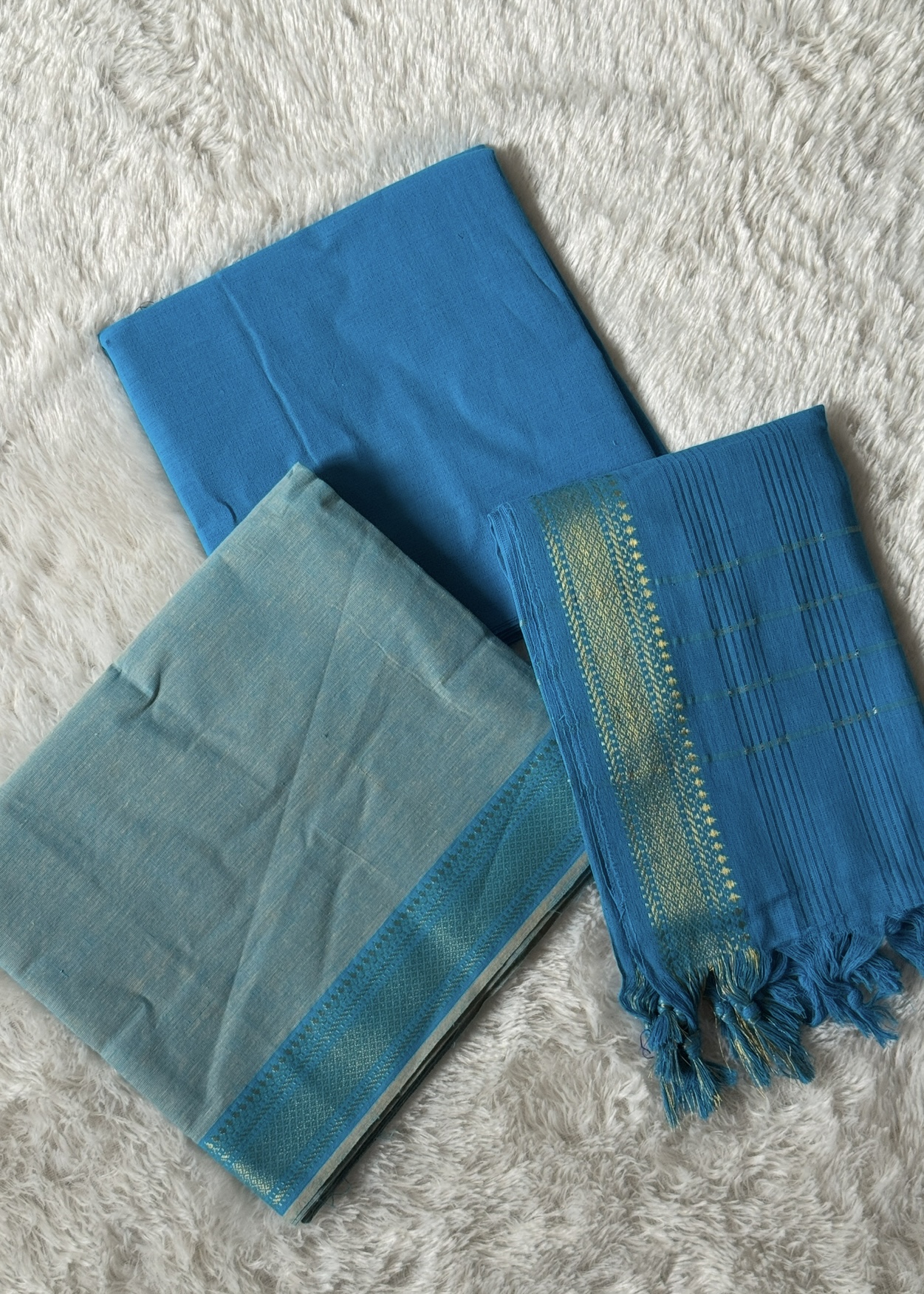 Mangalgiri Cotton ( Unstitched ) – Grey&Blue
