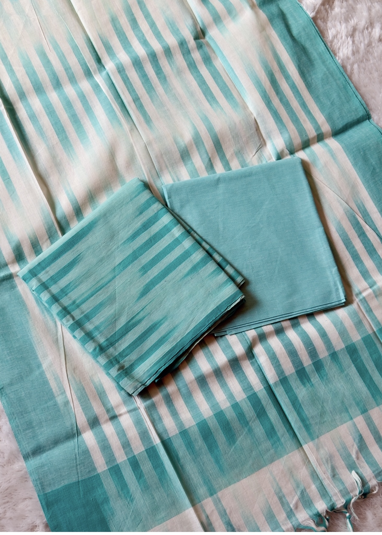 Ikkat Cotton ( Unstitched ) – Blue