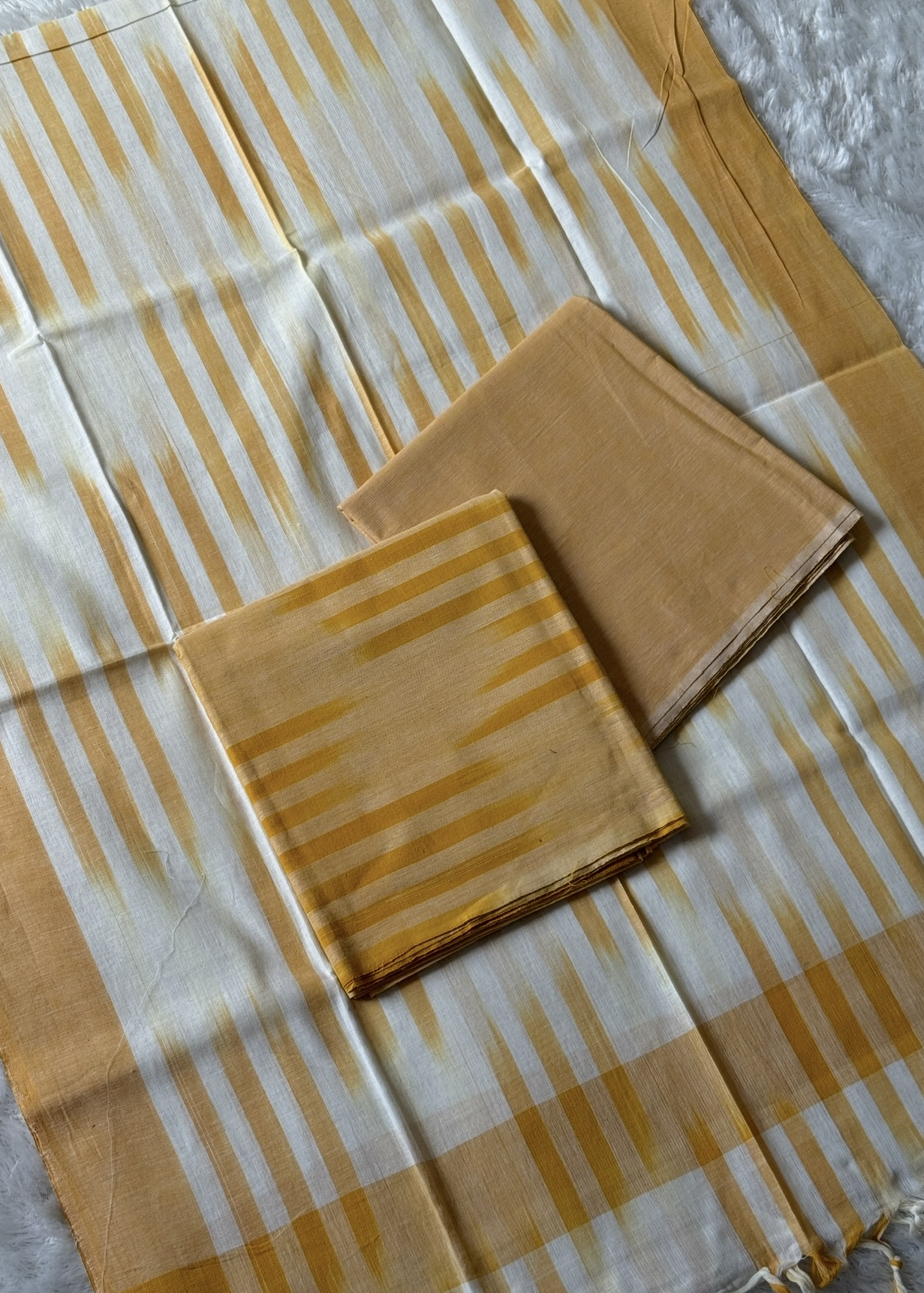Ikkat Cotton ( Unstitched ) – Butter Yellow