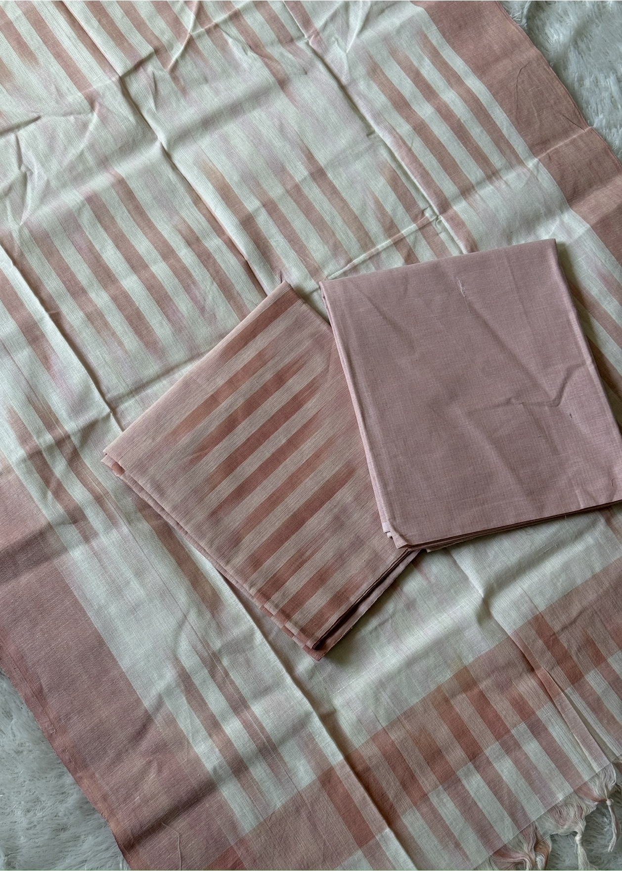 Ikkat Cotton ( Unstitched )- Onion Pink
