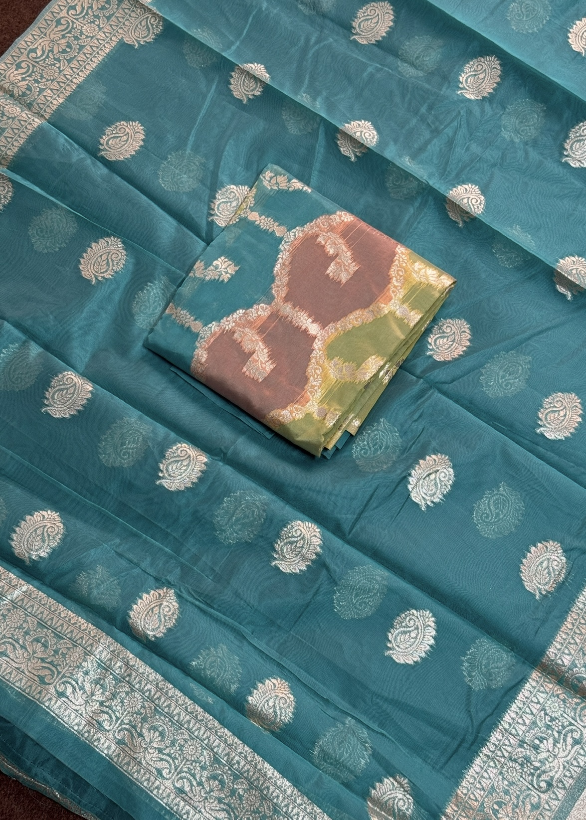 Banarasi Silk (Unstitched) Ramar Green