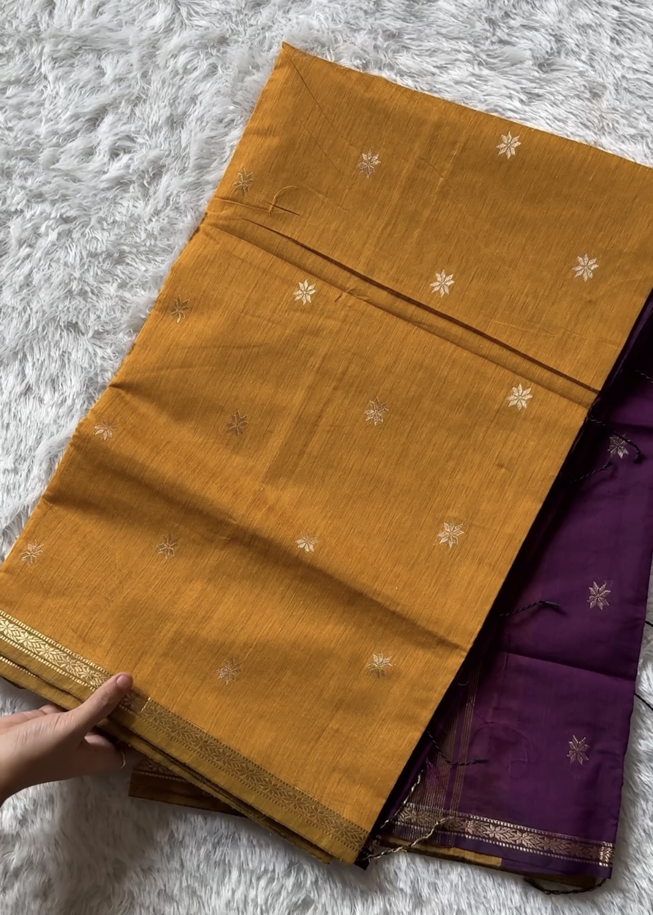 Maheswari Cotton Saree (Mustard)