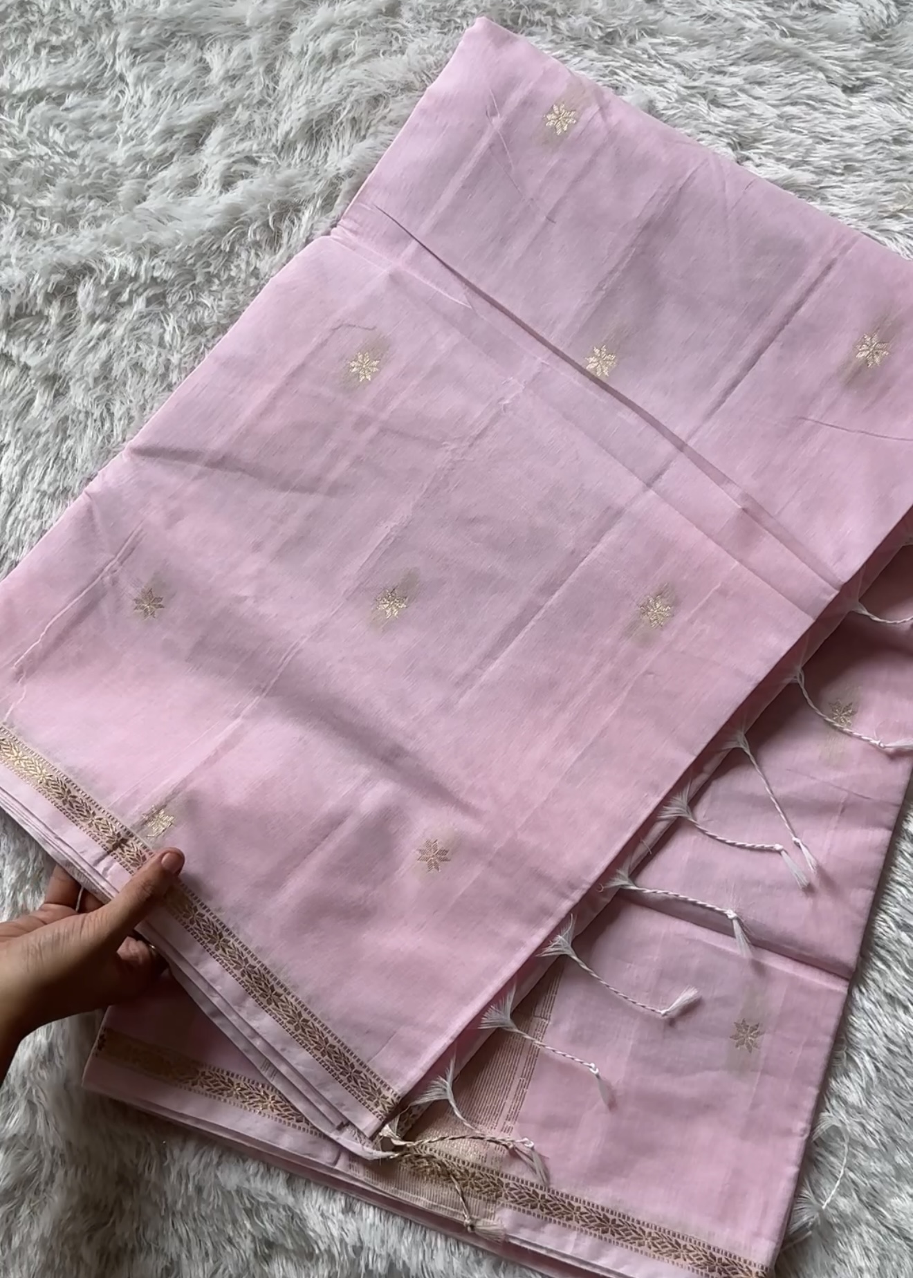 Maheshwari Cotton Saree (Baby Pink)