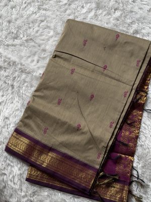 KALYANI COTTON SAREE (SMOKY BROWN)