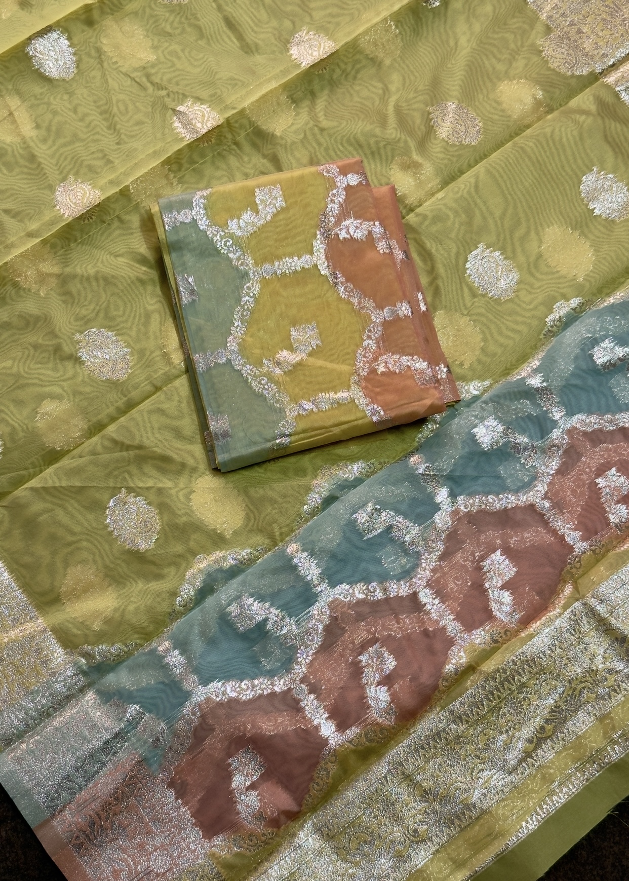 Banarasi Silk (Unstitched) Pista Green
