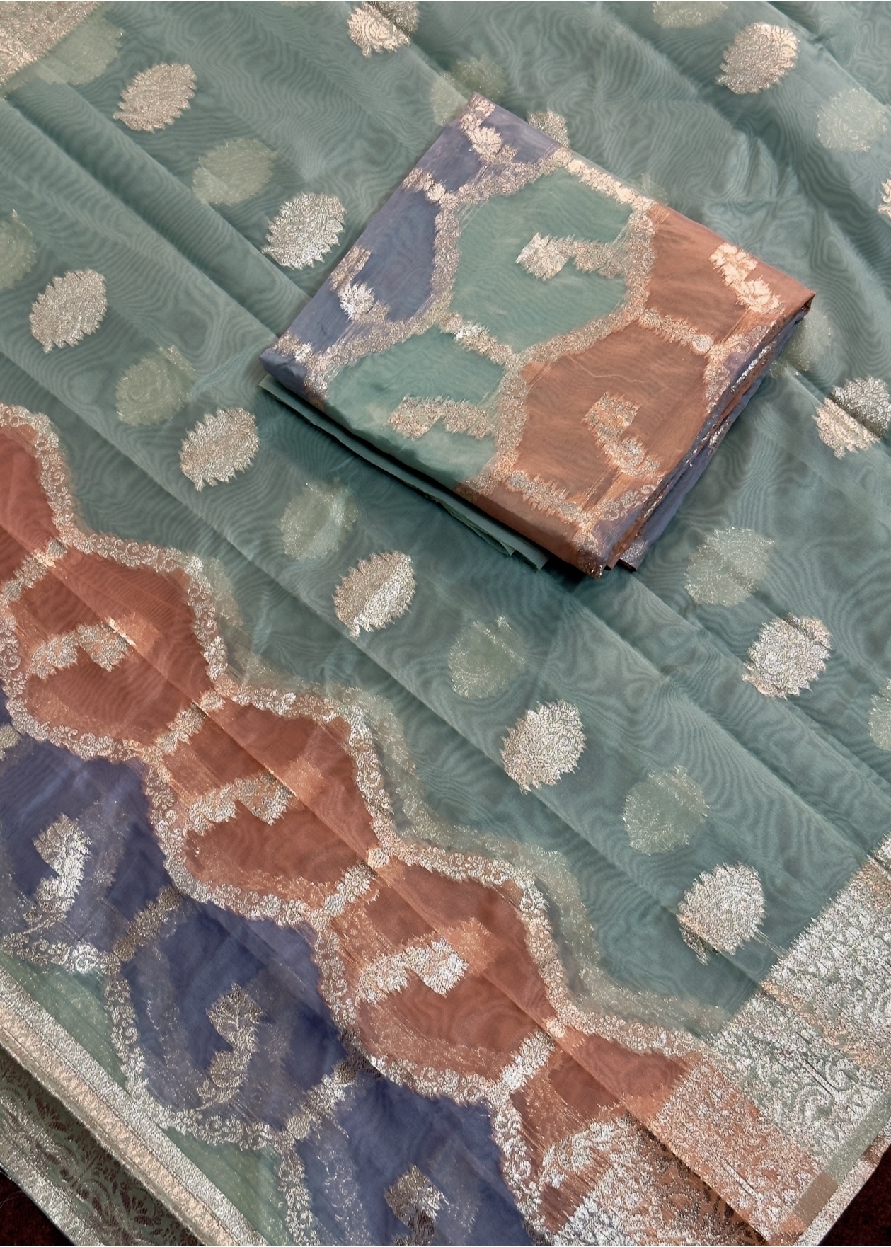 Banarasi Silk (Unstitched) Sea Green Teal