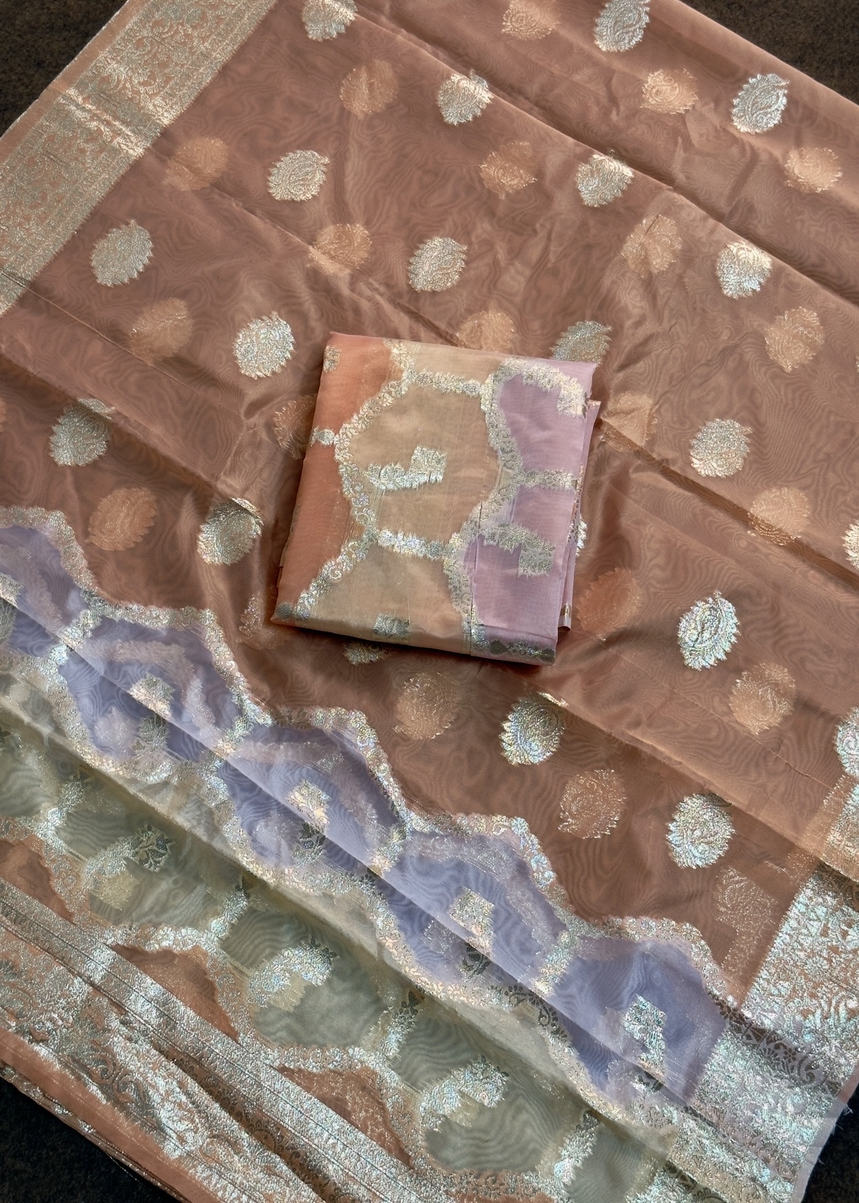 Banarasi Silk (Unstitched) Peach