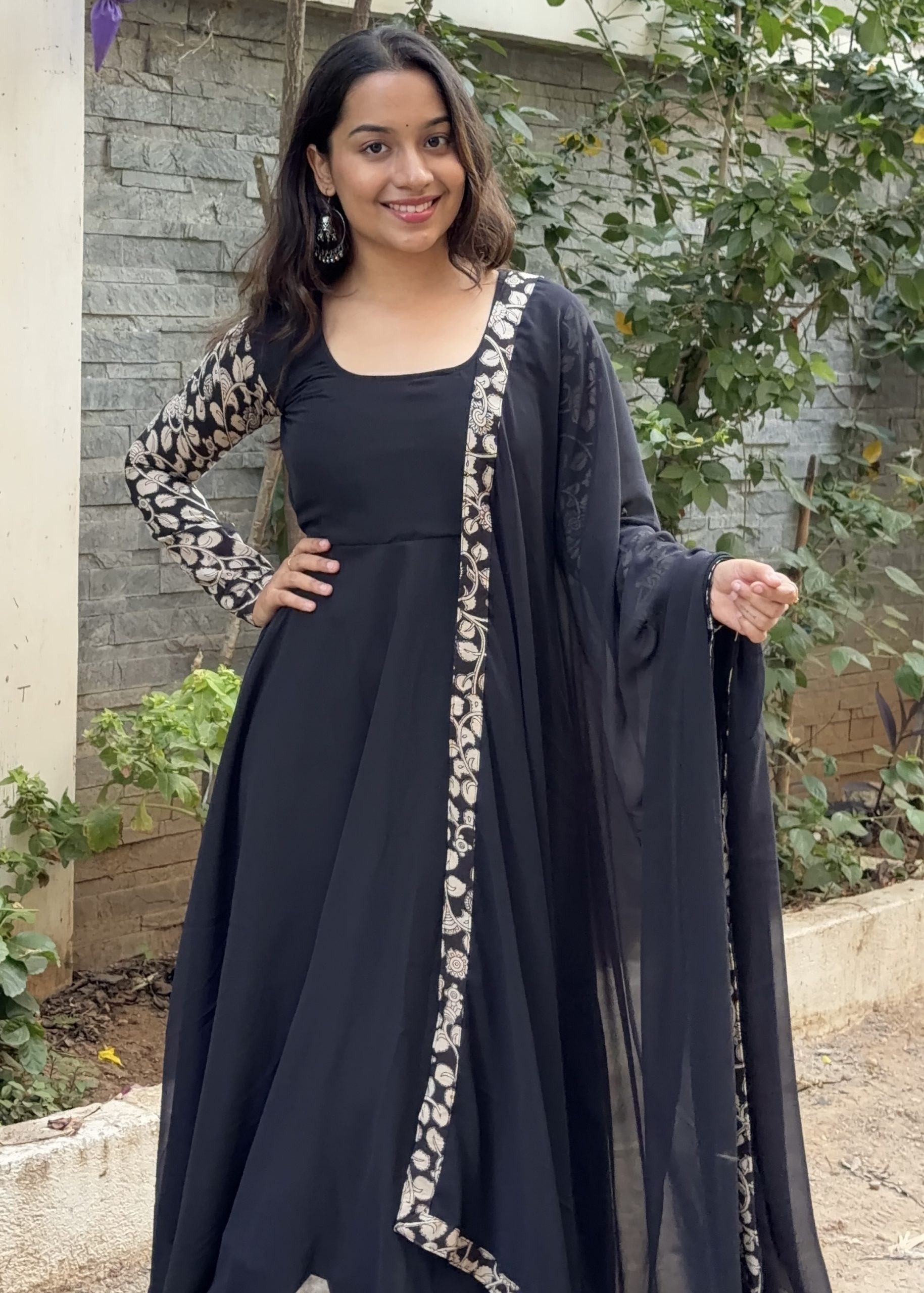 Black georgette Anarkali - Black