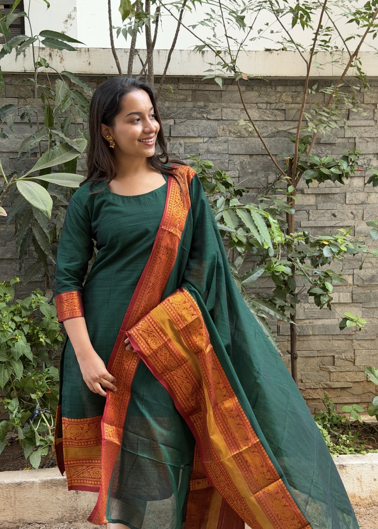 Narayanapet cotton kurti sets - Green