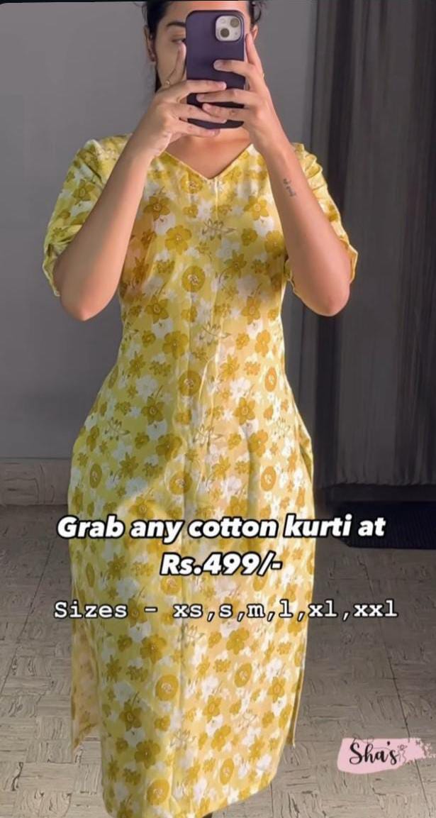 Cotton kurti – Yellow