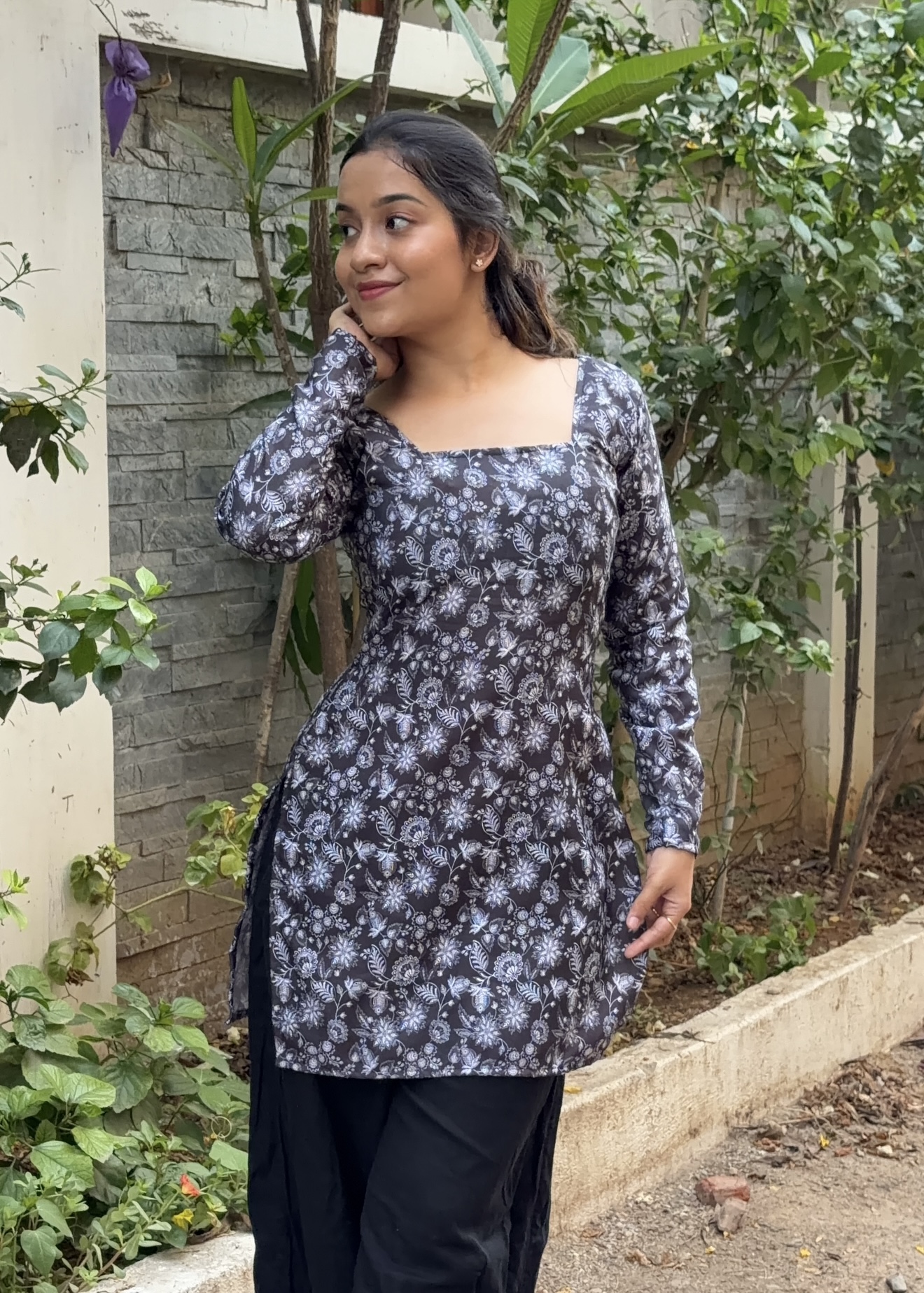 Cotton short kurti - Black