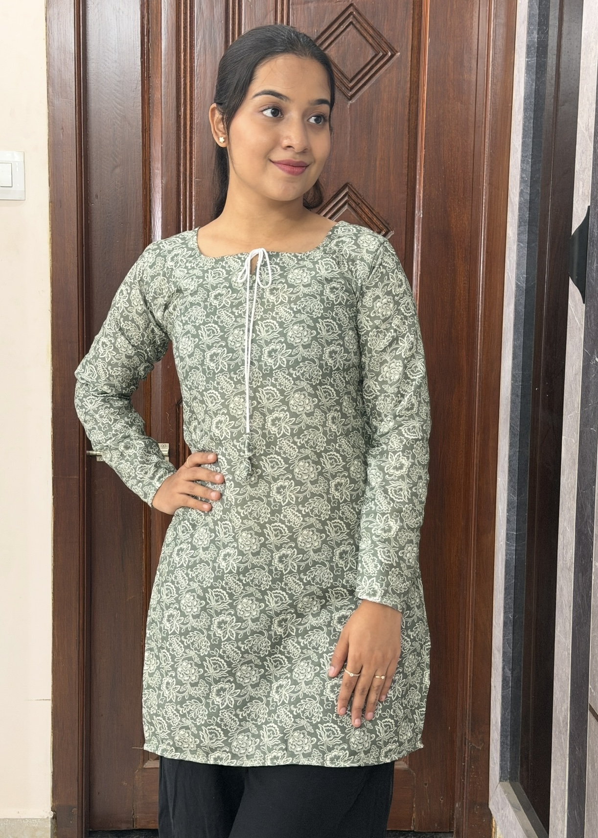 Cotton short kurti – Light green