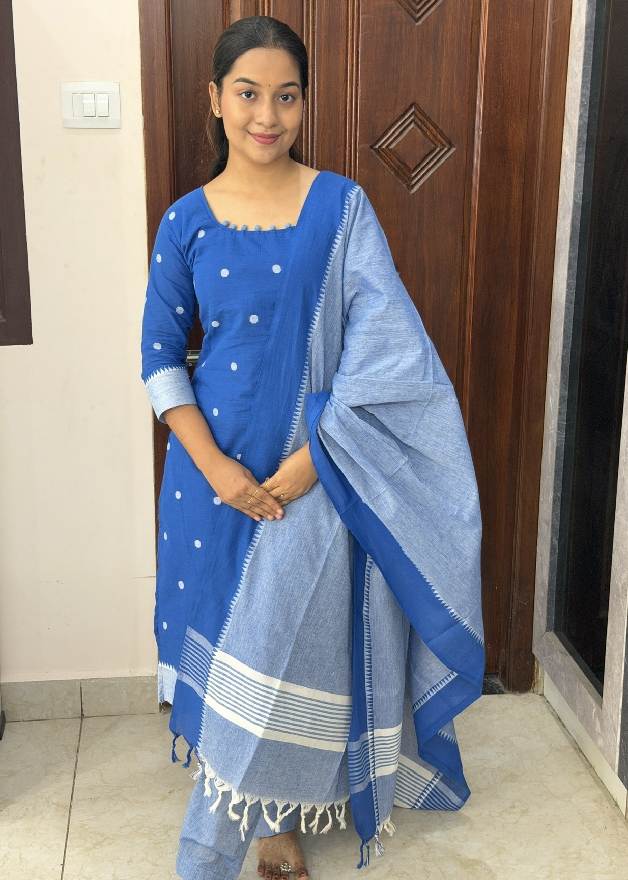 Cotton coin butta 3 piece set - Blue