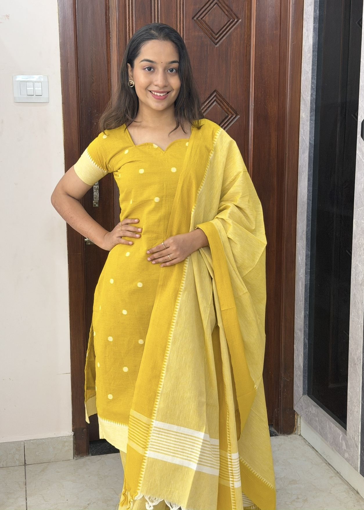 Cotton coin butta 3 piece set - Yellow - Image 2