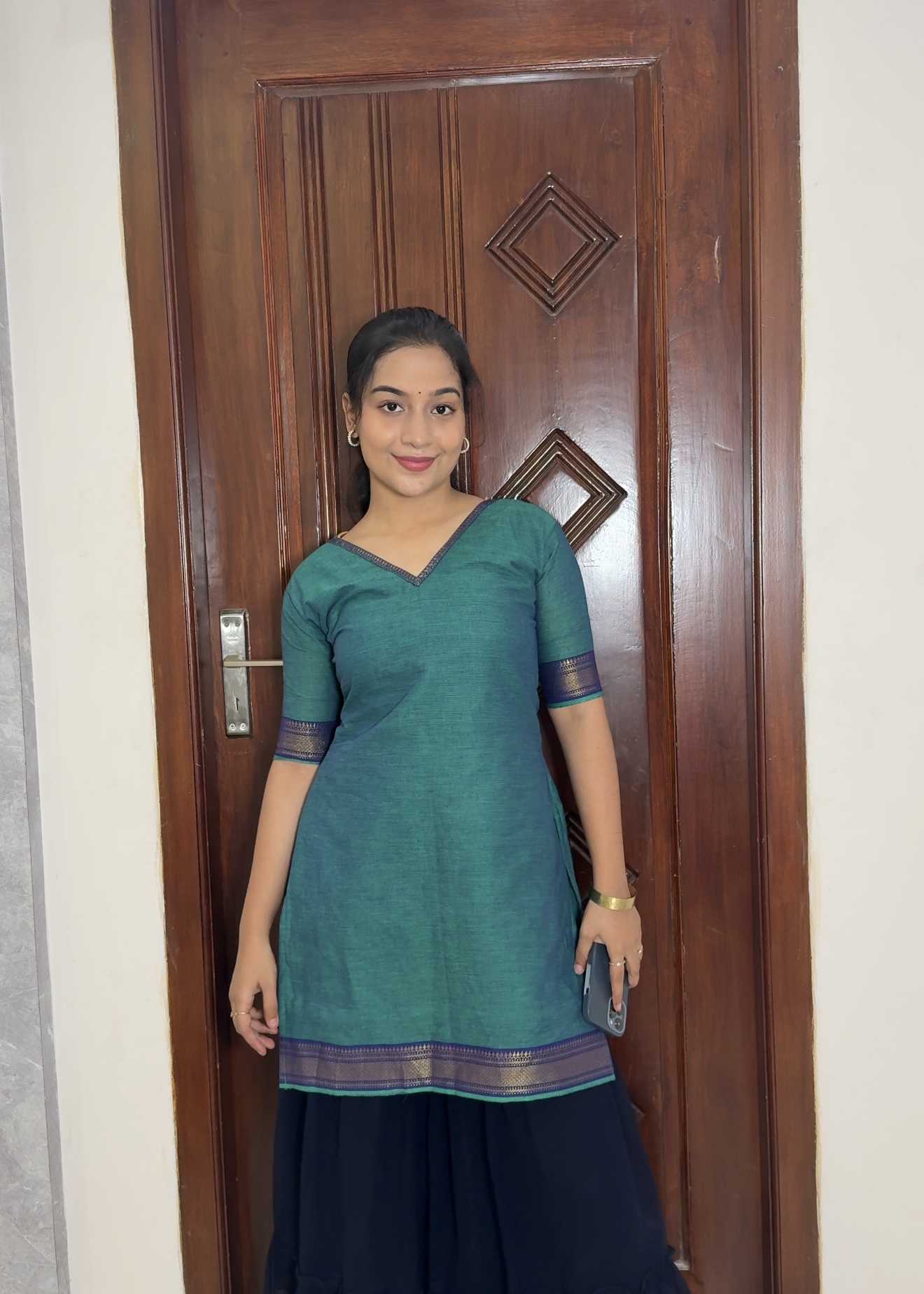 Mangalgiri short kurti – Teal blue