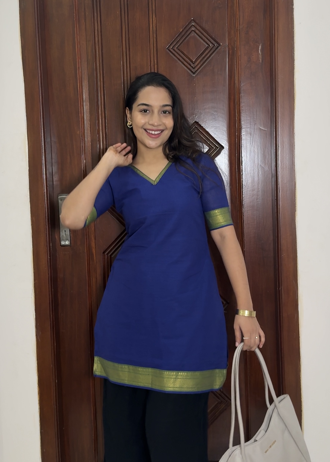 Mangalgiri short kurti – Royal blue
