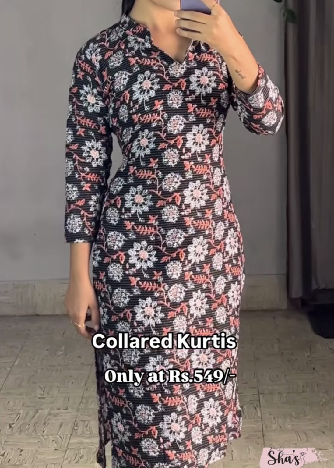 Collar kurti – Black