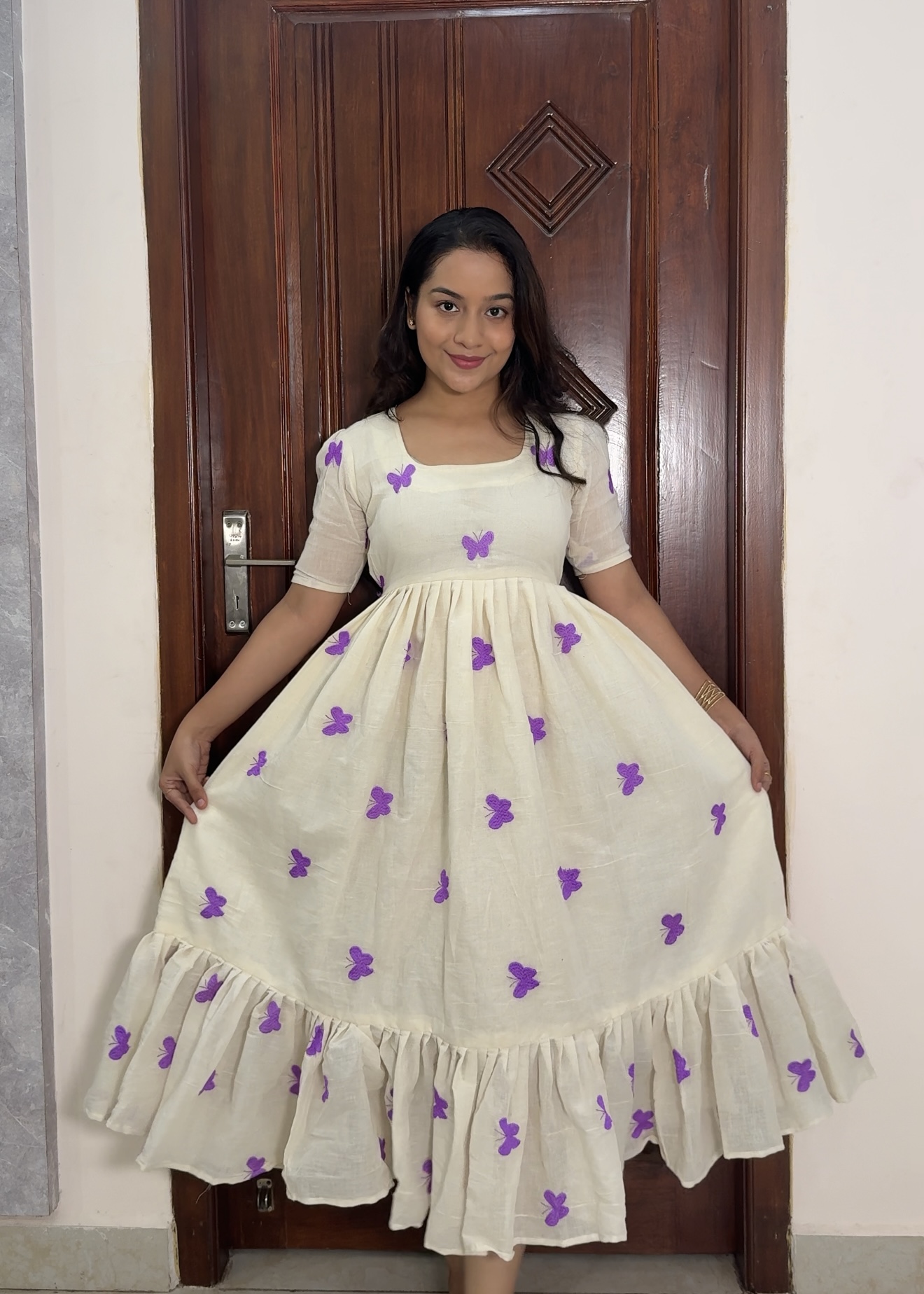 Kora cotton dress - Violet Butterfly