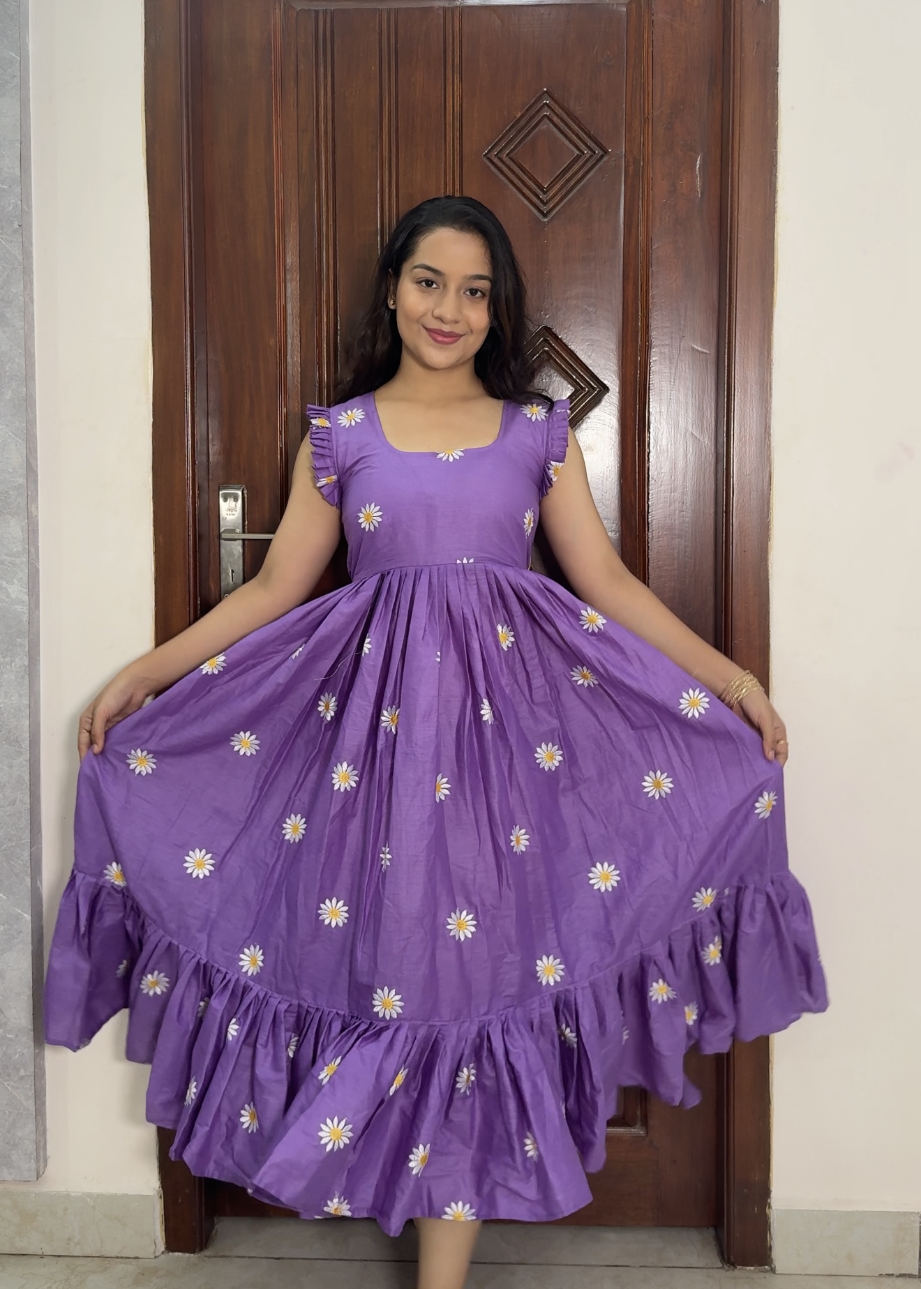 kora cotton dress - Lilac sunflower