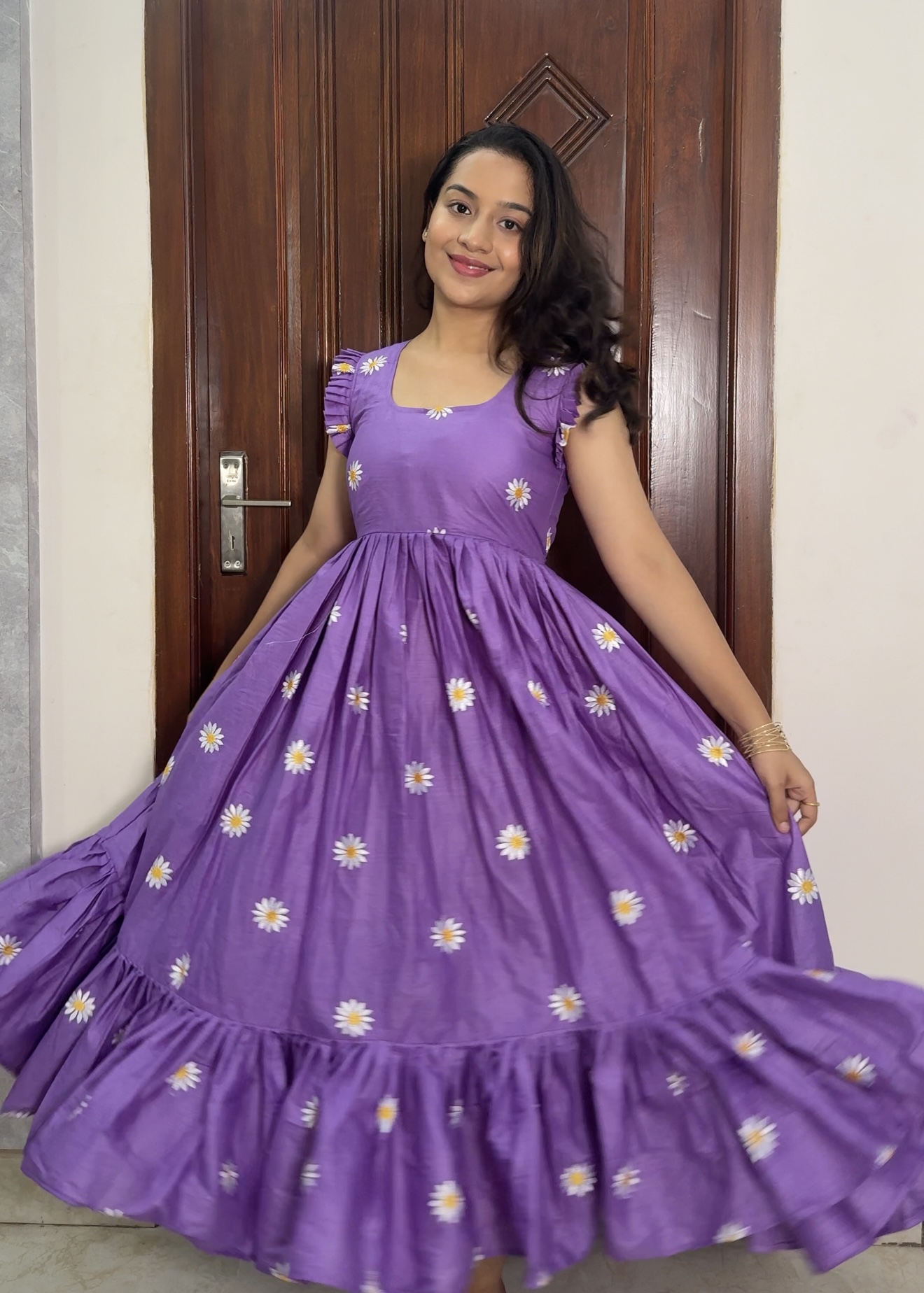 kora cotton dress - Lilac sunflower - Image 2