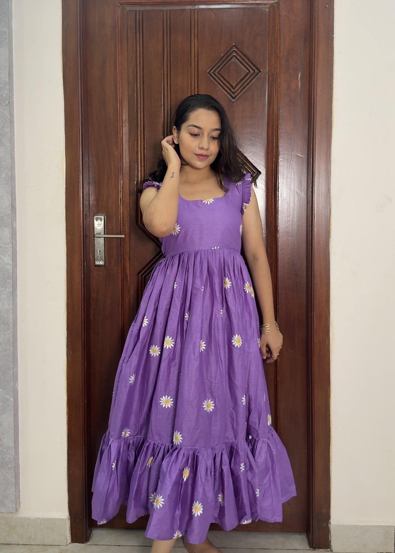 kora cotton dress - Lilac sunflower - Image 3