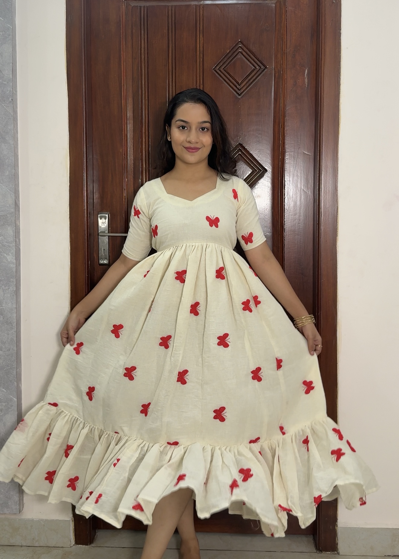 Kora cotton dress – Red Butterfly