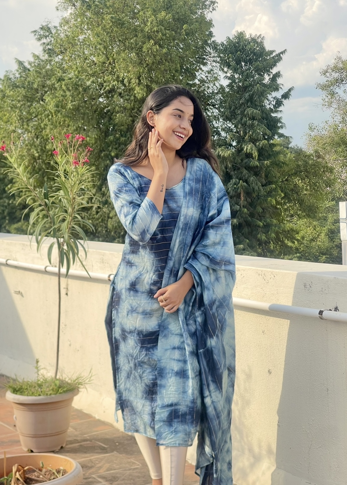 Bandhini kurti – Blue