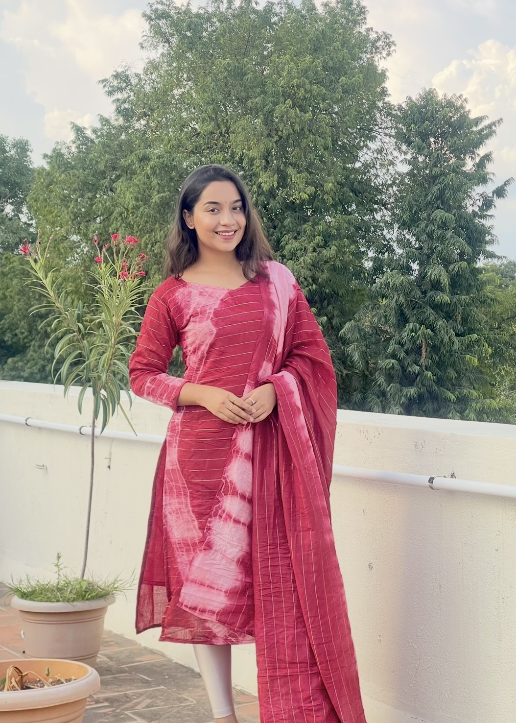 Bandhini kurti – Maroon