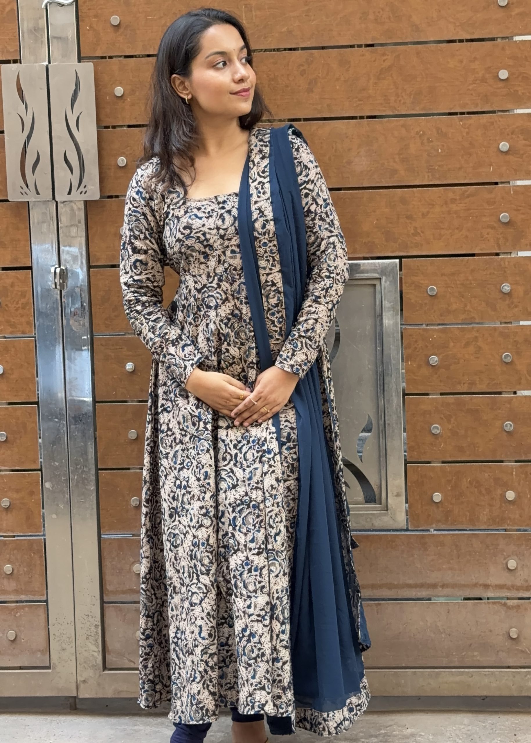 Kalamkari Anarkali - Blue
