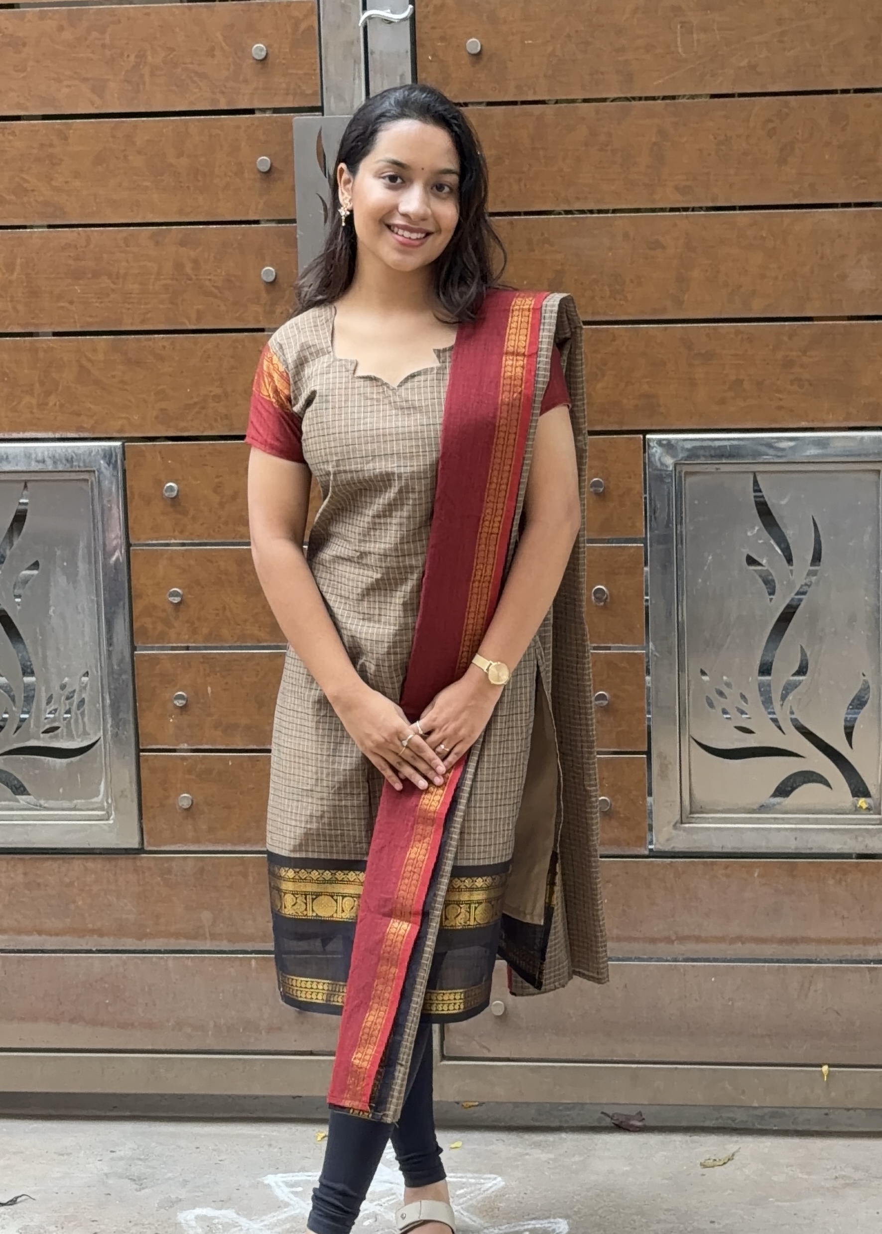 Kanchi Cotton Big Border - Grey with Double Colour - Image 3